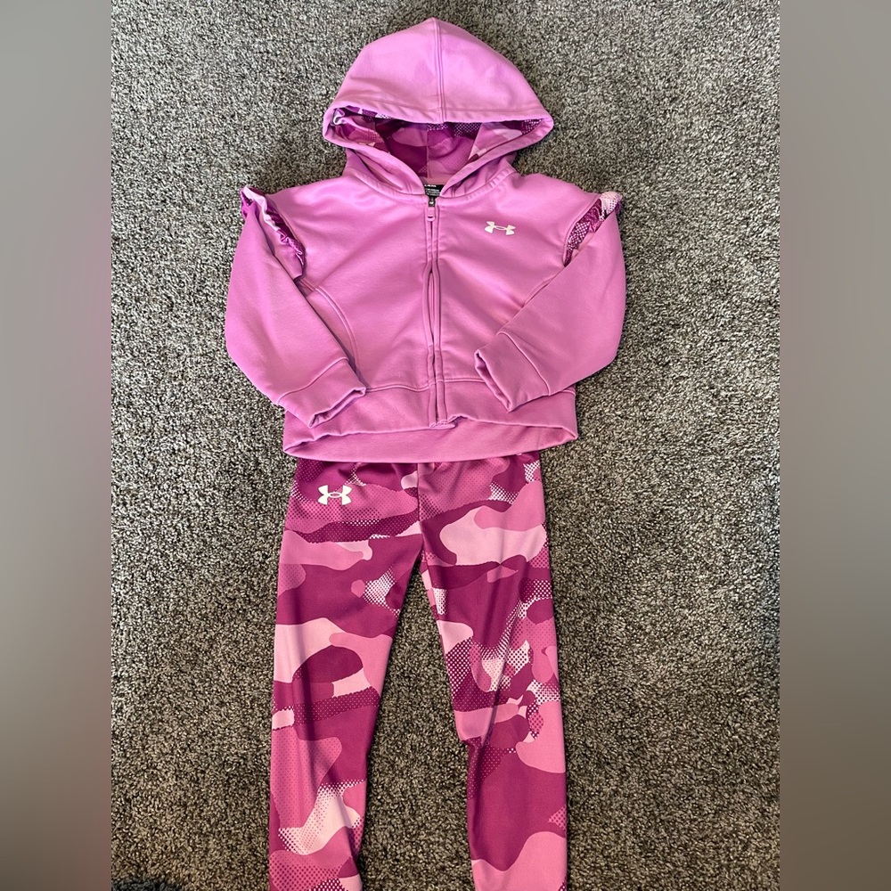 Under Armour Pink & purple Hoodie and Camo Leggings